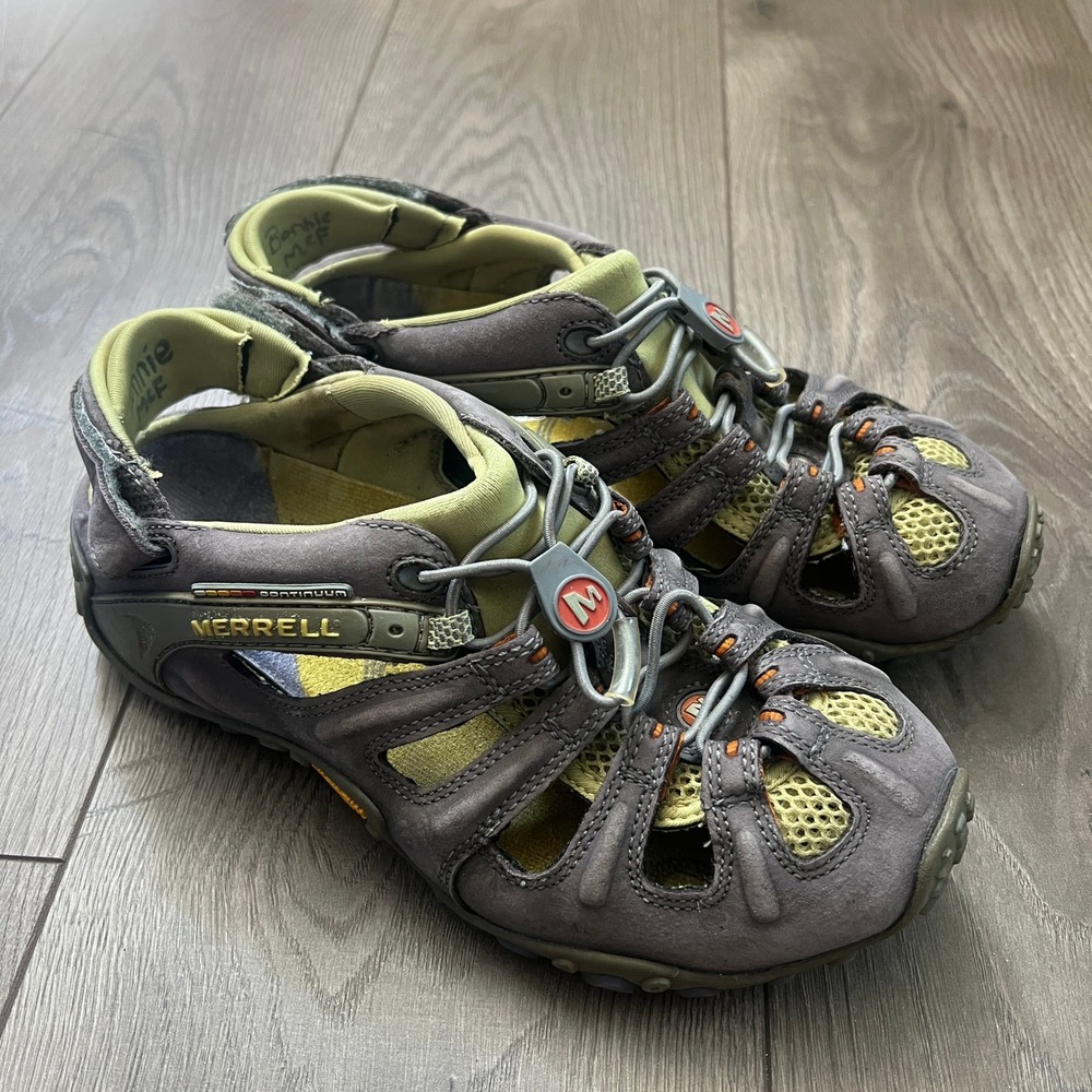 Merrell Continuum Vibram Hiking Sandals Gray Green Womens 9 Outdoors Camping